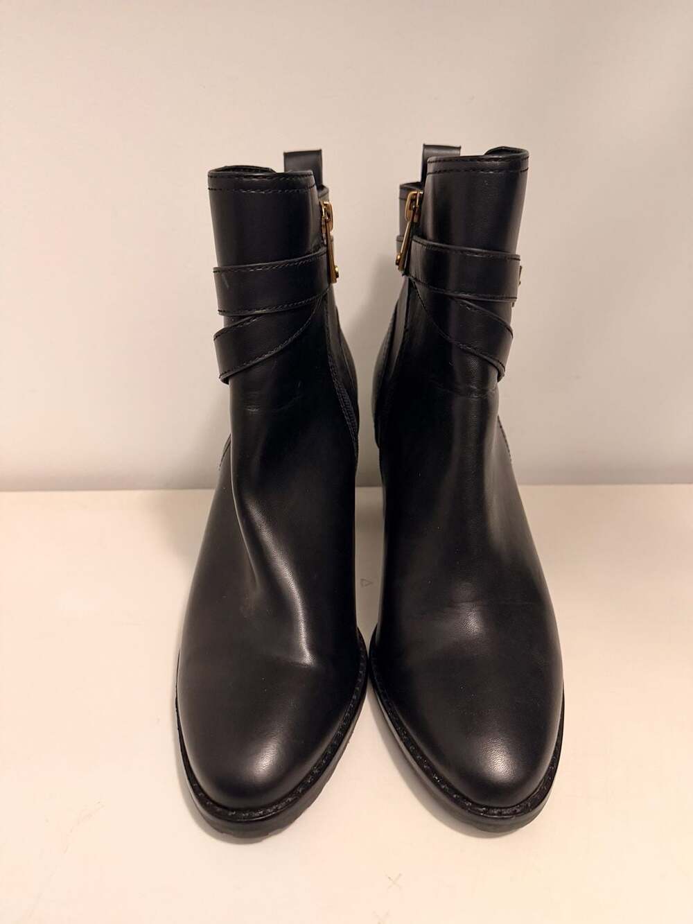 Giani Bernini Black Ninha Block Heel Ankle Boots with Buckles Size 8.5M